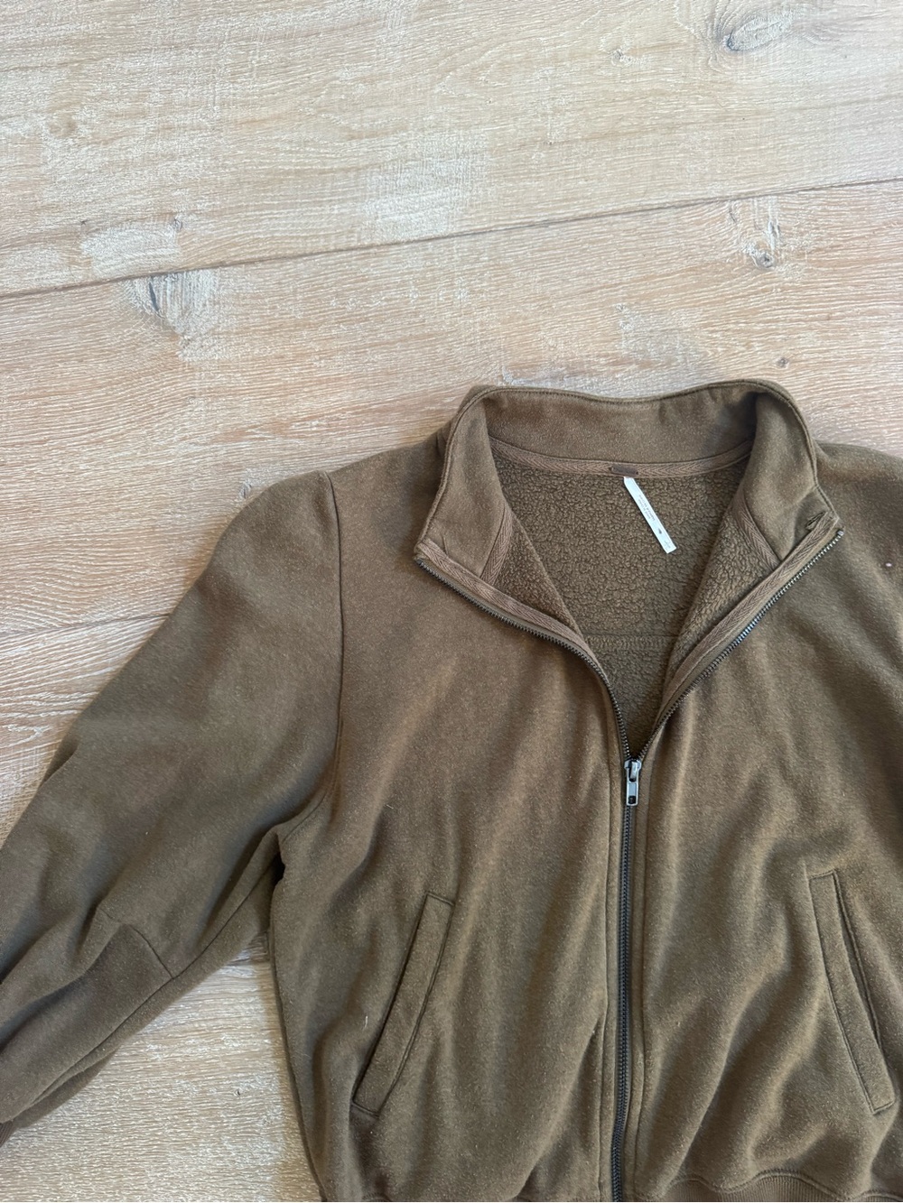 Free People Olive Brown Puff-Sleeve Jacket - Picture 4 of 5